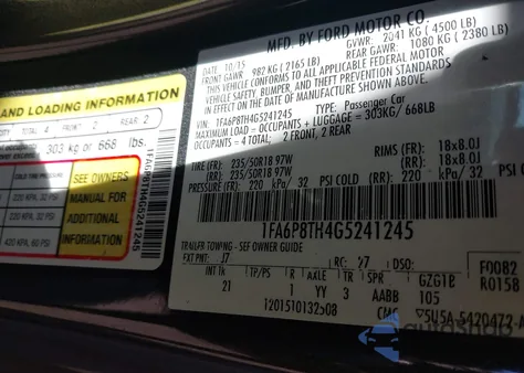 2016 Ford Mustang Ecoboost from USA, damaged, VIN 1FA6P8TH4G5241245